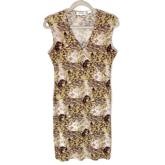 Equipment yellow abstract print sleeveless dress large - Picture 1 of 5